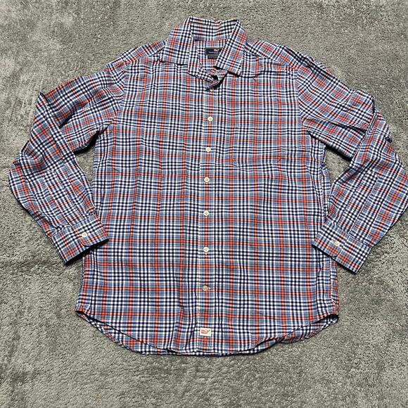 Vineyard Vines Shirt Mens Medium Plaid Slim Murray Blue Red Long Sleeve Button - Picture 1 of 6